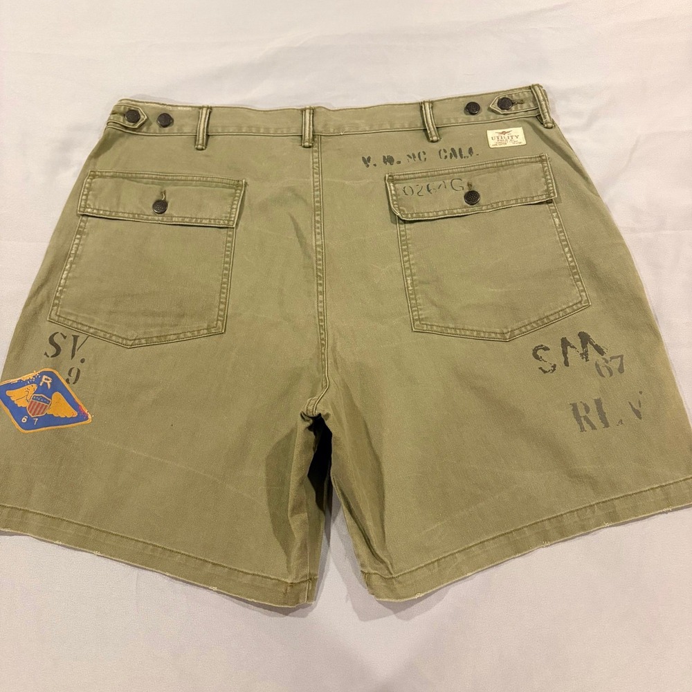 Polo Ralph Lauren Utility Surplus Chino Shorts Olive Green Pacific Tour Mens 40 - Picture 5 of 16